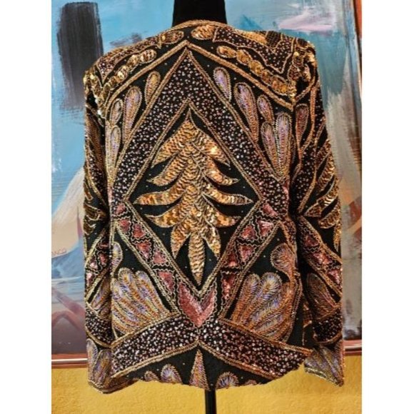 Razzle Dazzle Vintage Sequin Jacket, Vintage Sequins and Beaded Tunic, Sequins - Picture 8 of 9